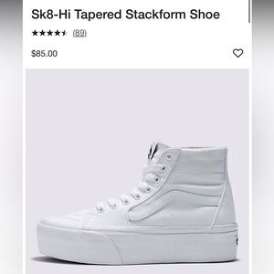 New White Sk8-Hi Tapered Platform Vans